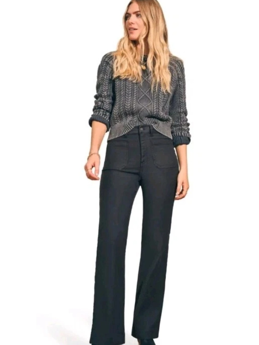 Faherty Stretch Terry Patch Pocket Pants Women’s 25 Black High Rise